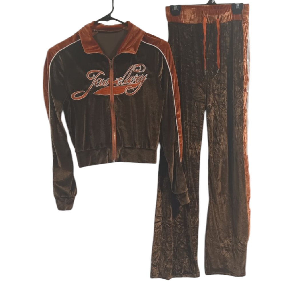 Women's  Brown Velour Tracksuit